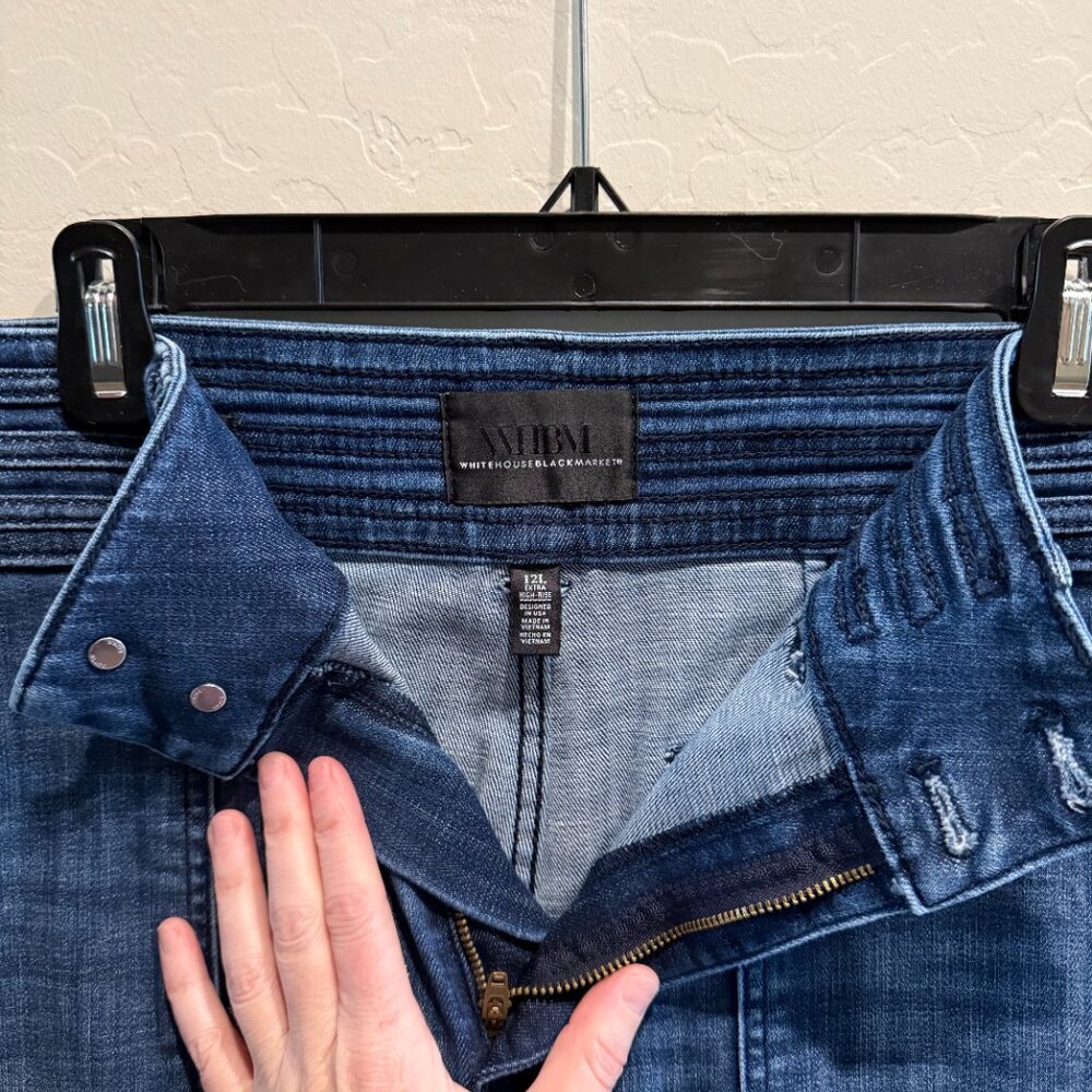 Women's Blue Denim Wide-Leg Pants - Picture 3 of 4